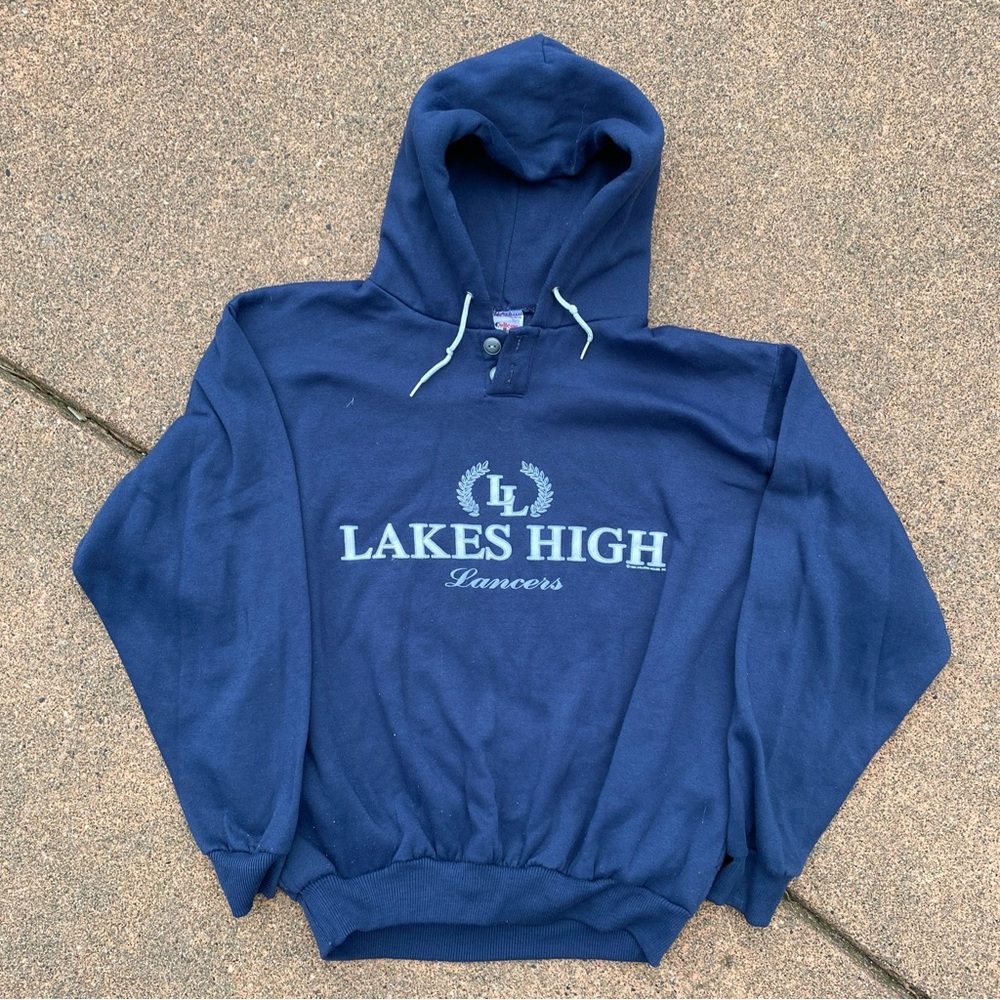 Lakes High VTG Hoodie XL Measurements Blue